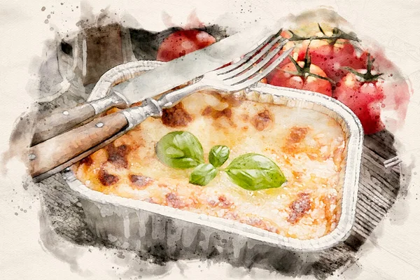 Tasty Homemade Lasagne Background — Stock Photo, Image