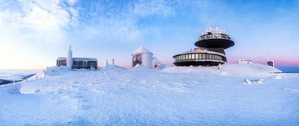 Зимний Пейзаж Горы Снежка Польше Панорама — стоковое фото