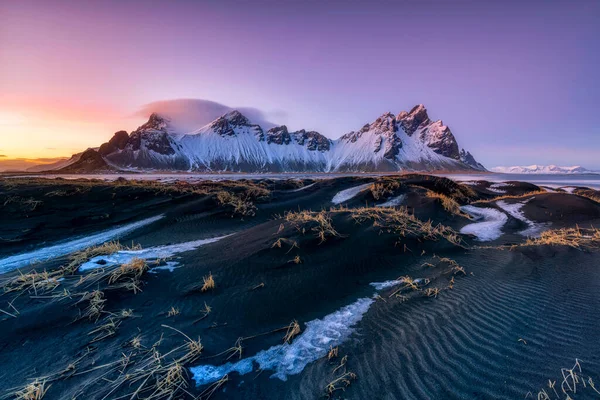 Famosa Playa Stokksness Islandia Atardecer — Foto de Stock