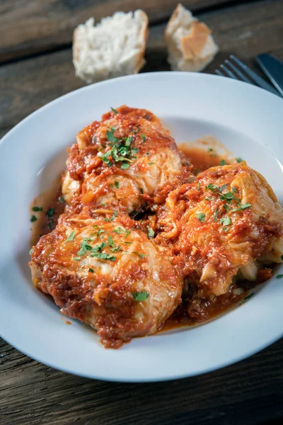 Stufed Cabbage Rolls Tomato Sauce — Stock Photo, Image