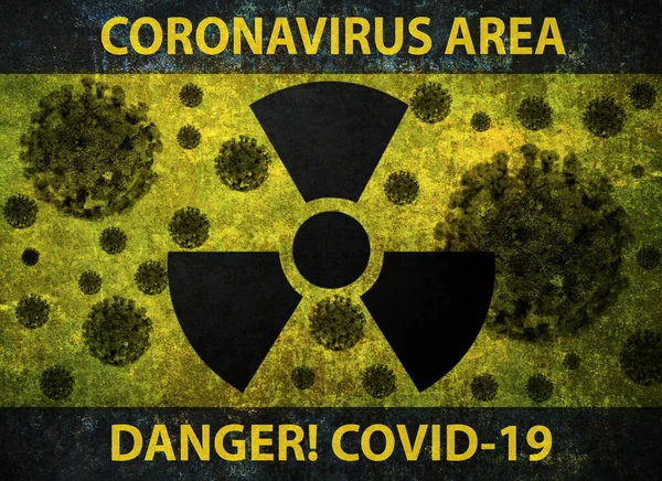 Fondo Señal Advertencia Área Coronavirus — Foto de Stock