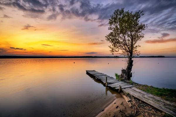 Bellissimo Tramonto Estivo Lago — Foto Stock