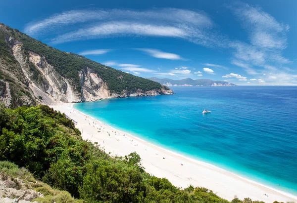 Praia Famosa Mirtos Ilha Kefalonia Grécia — Fotografia de Stock