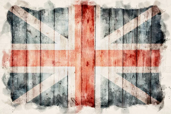 イギリス国旗水彩画 — ストック写真