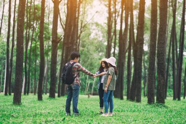 Gezginlerin ormanda ellerini birleştirirken çekilmiş yakın plan görüntüleri.