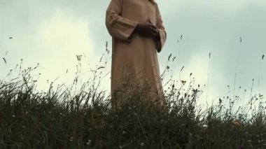 Eski bir Slav pagan şehir inşa ahşap, bir tarihi film, eski ahşap kiliseler ve evler için mükemmel sahne, bir Ortodoks çapraz, yaz saati, hiçbir insan çerçevesinde, eski Kiev