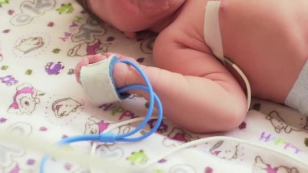 Primer plano de un recién nacido dormido — Vídeos de Stock