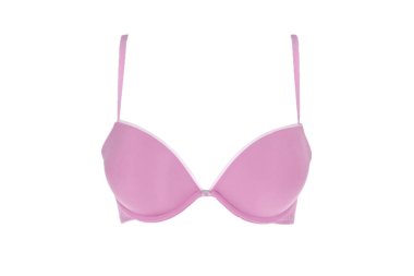 . Pembe kadın sutyen üzerine beyaz izole. Şehvetli pembe kadın iç çamaşırı