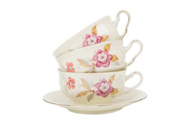 Eski çay bardağı, izole. Antika çay ve kahve bardağı