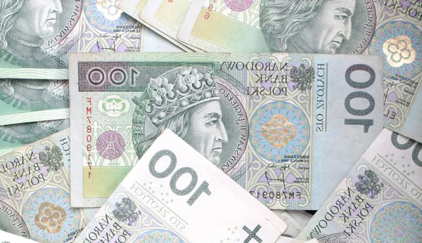 Wallpaper of Polish money. Polish bill, 100 PLN.