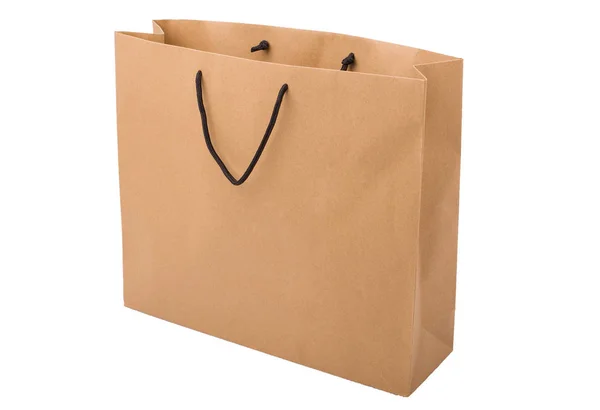 Sac Provisions Papier Grand Sac Brun Isolé Sur Blanc — Photo