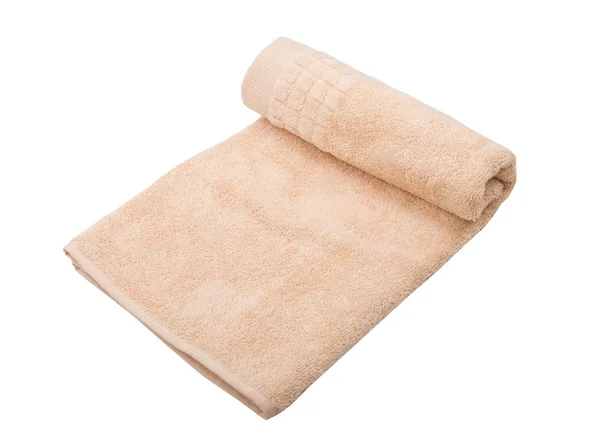 Beige Towel Isolated White Background — Stock Photo, Image