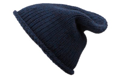 Beyaz arka plan üzerinde izole şapka. Örme şapka. Beyaz bir arka plan üzerine yün kış şapka.