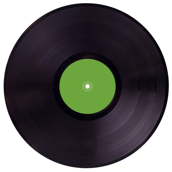 白い背景に音楽プレーヤーのためのブラックDjビニールレコードプレートクローズアップ — ストック写真