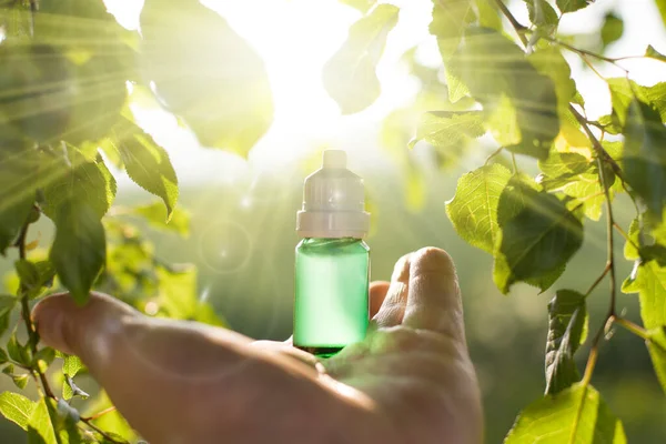 Frasco Remédio Vidro Verde Medicina Natural — Fotografia de Stock