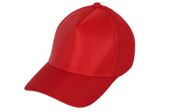 Red Blank Baseball Cap Closeup Side View White Background — Stock Photo, Image