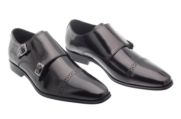 Zapatos Cuero Negro Elegante Zapatos Masculinos Concepto Moda —  Fotos de Stock