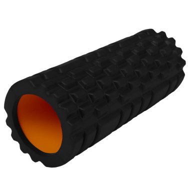 Eğitimli siyah masaj silindiri beyaz arka planda izole edildi.