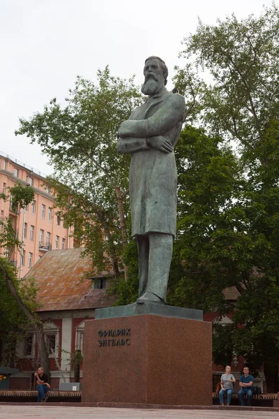 Moskva Ryssland Juli 2018 Friedrich Engels Monument Prechistenskie Vorota Square — Stockfoto