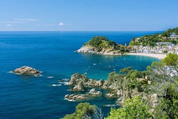 Côte Méditerranéenne Espagnole Costa Brava Avec Village Tossa Mar Son — Photo