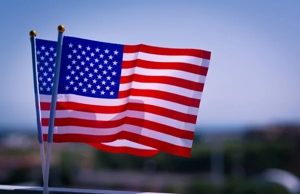 Ηπα Εθνικό Χέρι Σημαία Ιδανικό Για Οποιαδήποτε Πατριωτική Και Αμερικανική — Φωτογραφία Αρχείου