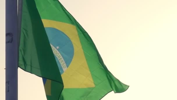 Bandera Brasileña Ondeando Lento Disparo 120 Fps — Vídeos de Stock