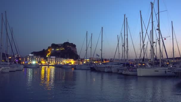 Sonnenuntergang Einem Freizeit Und Touristenhafen Der Stadt Denia Alicante Der — Stockvideo