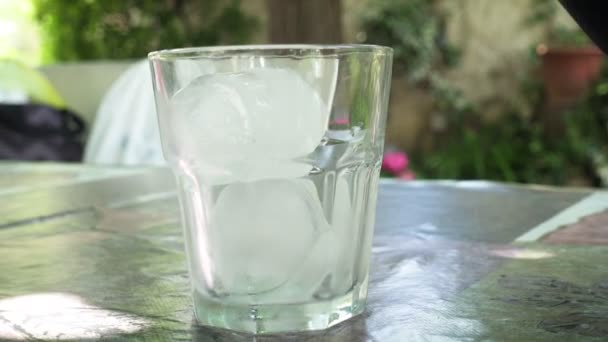 Bir bardak buz ile soğuk verouth dökme — Stok video