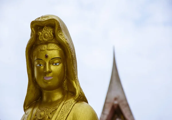 Estatua de oro en Wat Phu Khao Thong en Ayutthaya. Tailandia . —  Fotos de Stock