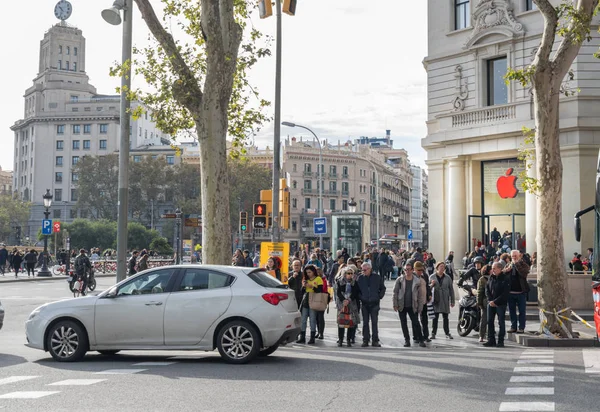 Barcelona Spanien December 2018 Apple Store Ligger Plaza Catalunya Eller — Stockfoto