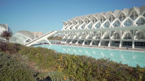 Stad van kunst en wetenschap algemene panweergave in Valencia, Spanje — Stockvideo