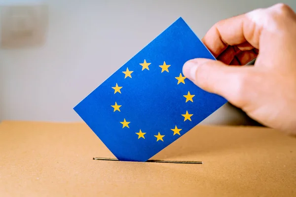 Election in European Union - voting at the ballot box. — Stock Photo, Image