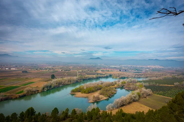 stock image Ebro River, Spain, passing near Mora la Nova and Mora dEbre