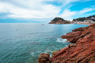 Tossa de Mar, Vila Vella ve kumlu plaj, Costa Brava, Katalonya, İspanya