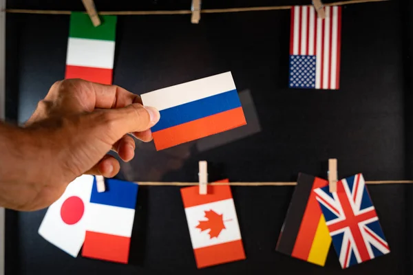 Прапори великих 7 або країн великої сімки. Економічна політична концепція саміту — стокове фото