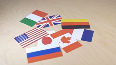 Büyük 7 veya G7 ülkelerinin bayrakları. zirve ekonomik siyasi kavram