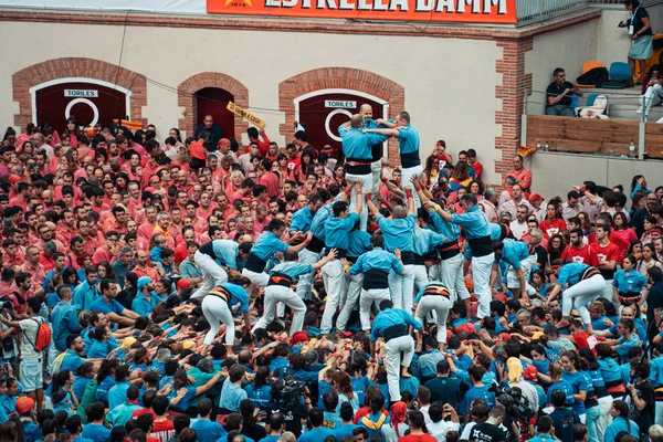 Castells Performance i Tarragona Human Tower utställning — Stockfoto