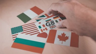 Büyük 7 veya G7 ülkelerinin bayrakları. zirve ekonomik siyasi kavram