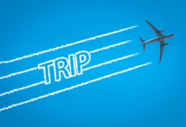 Uçak içinde gezi kelime ile jet contrails bırakarak