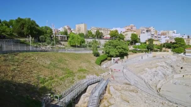 Tarragona 'daki Roma amfitiyatrosu, Costa Dorada, Katalonya, İspanya — Stok video