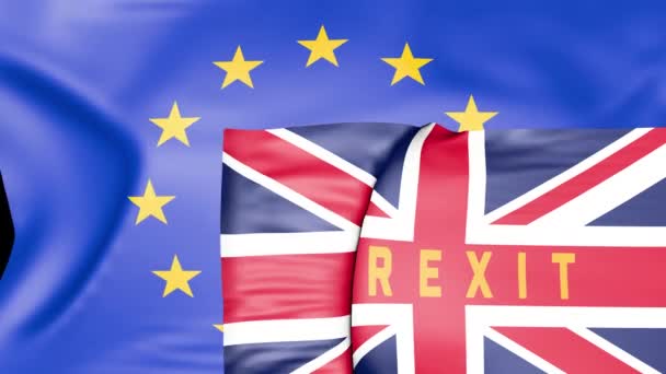 Unia Europejska i Zjednoczone Królestwo machające flagami — Wideo stockowe