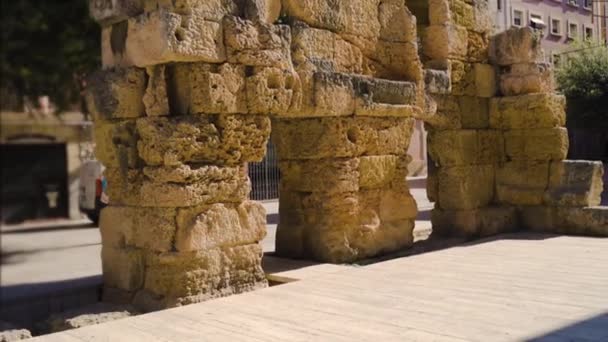 Tarraco, Tarragona, İspanya İl Forumları limanı kalıntıları. — Stok video