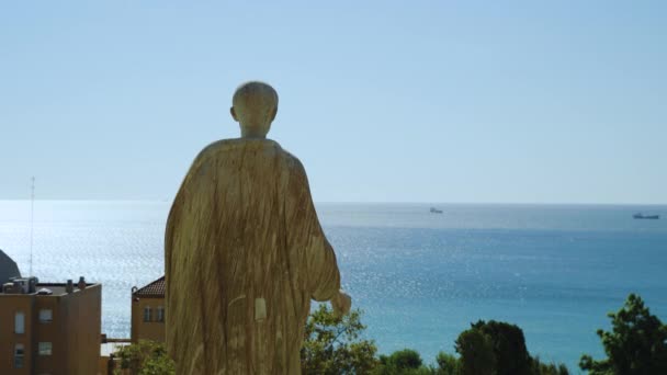 Estátua de Augusto César contemplando o mar Mediterrâneo — Vídeo de Stock