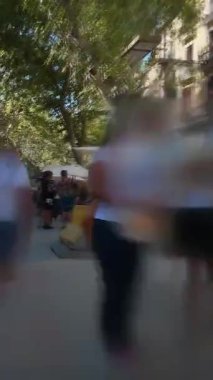 Barcelona, Spain. September 06, 2025, Timelapse of tourists walking on La Rambla in Barcelona, Spain