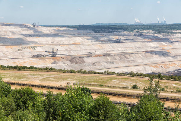 View at open pit mine Hambach with brown coal digging.