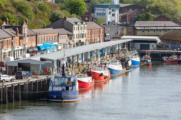 Porto Newcastle con navi da pesca ormeggiate — Foto Stock