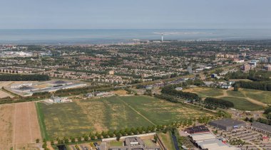 Havadan görünümü Lelystad, Başkent ili Flevoland, Hollanda