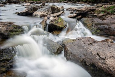 Falls of Dochart Killin İskoçya Highlands, uzun pozlama yakınındaki