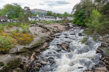 Falls of Dochart Killin İskoçya Highlands, uzun pozlama yakınındaki