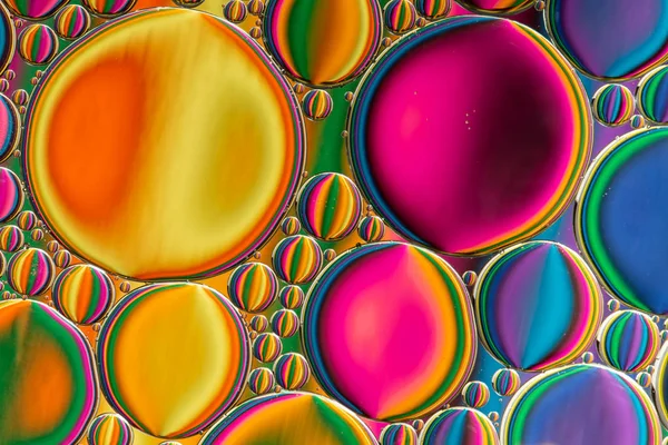 Fond Abstrait Gouttes Huile Colorées Sur Surface Eau — Photo